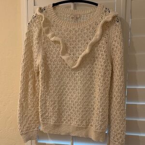 Pablo Women's Cream Sweater with Ruffle Detail